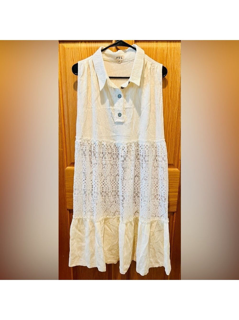 POL Sleeveless Cream Lace Dress - Picture 7 of 7